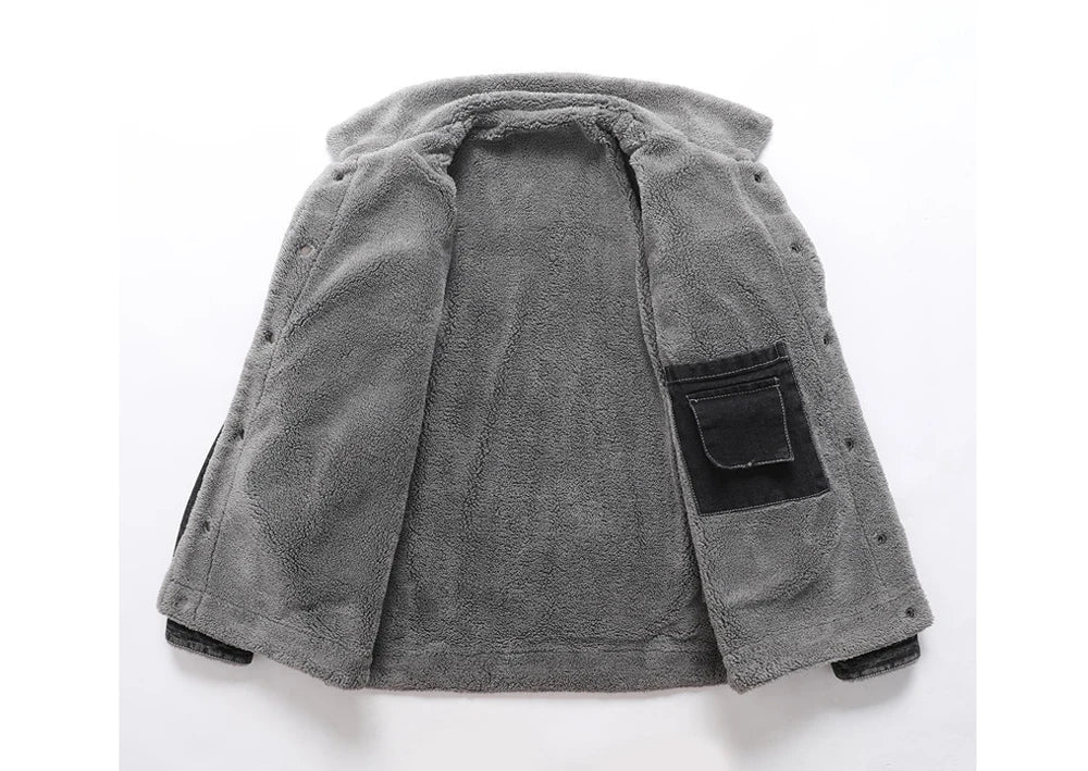 DIMUSI Winter Men's Denim Jackets Man Fleece Warm Windbreaker Jacket Fashion Mens Retro Cotton Military Jean Coats Clothing.