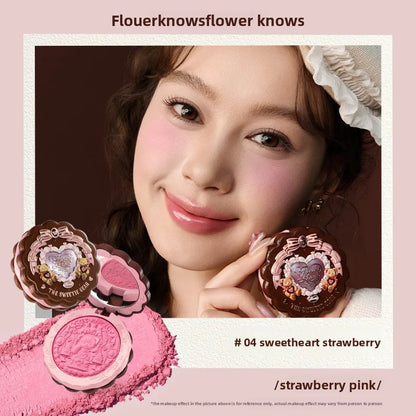 Flower Knows The Sweetie Bear Collection Satin embossed blush Lasting Matte Puffing Natural Brightening Facial Cosmetics 5g