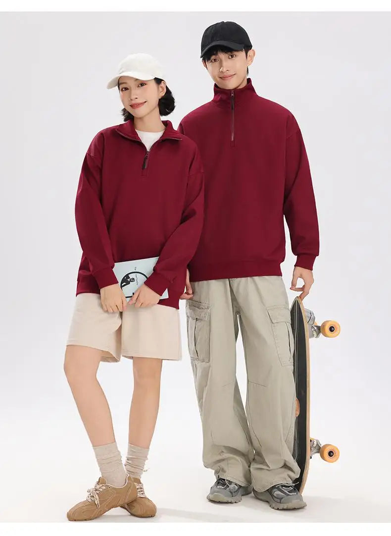 XH-528 2025 Autumn New Regular Fit Lightweight 360gsm Thermal Fabric Half Zip Sweatshirts Men Pullovers.