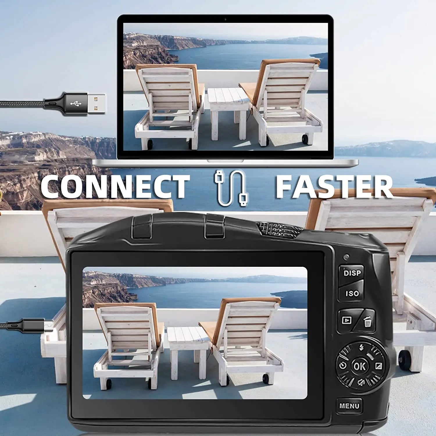 NBD 4K Digital Camera Ultra 48MP Camera Vlogging Camera with Wide Angle Lens 16X Digital Zoom 3.0 Inch Screen Camera.