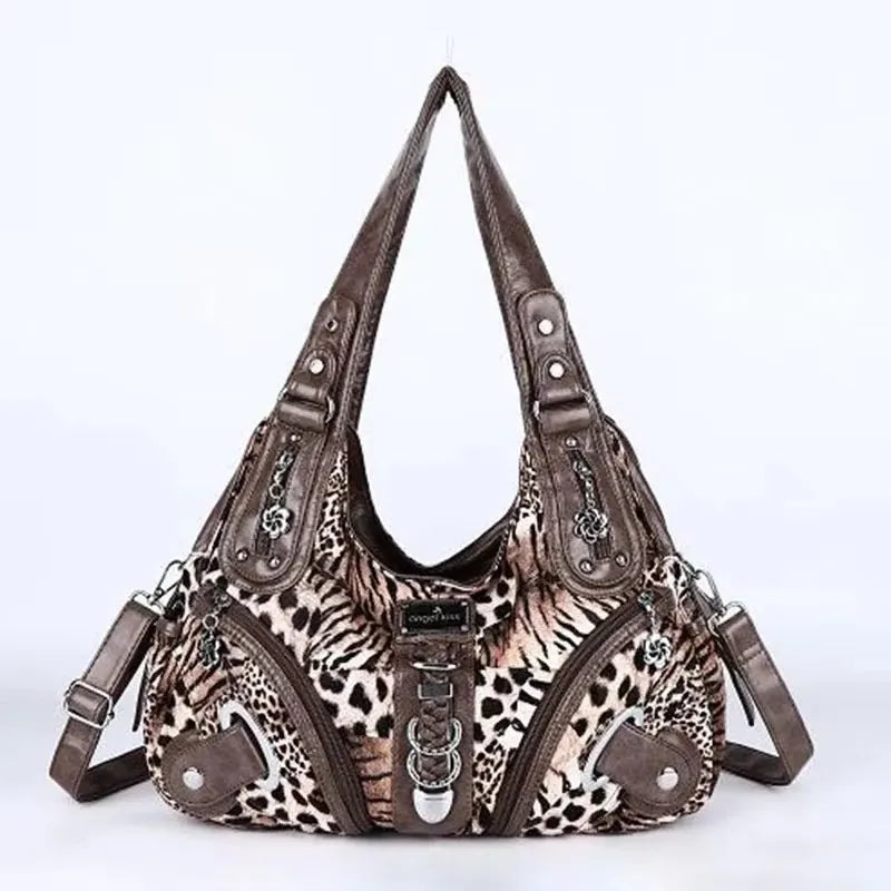 Angelkiss Women Handbags Large Women's Shoulder Bag Leopard Print Top-Handle Fashion Satchel Dumpling Shoulder Tote Hobos Bag