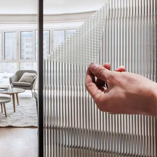 Reeded Glass Window Privacy Film Anti-peep Shading Glass Frosted Film Opaque UV Protection Static Stripe Decorative Window Film.