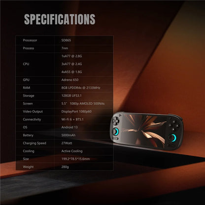 Retroid Pocket 5 Handheld Game Console SD865 5.5 Inch Oled HD Screen Bluetooth 5.1 Android 13 5000mAh Retro Video Game Player.