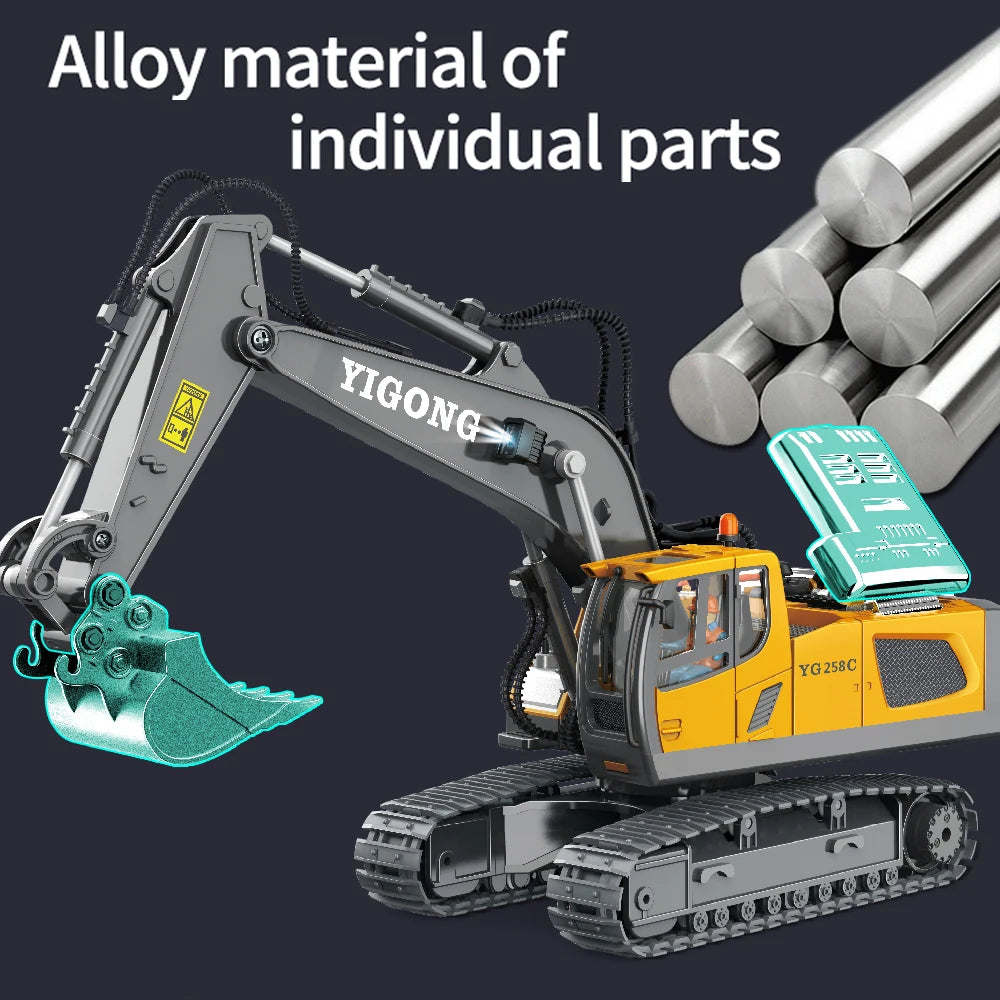 Teeggi 4WD Remote Control Excavator 4x4 Alloy Dump Truck Bulldozer Radio Model RC Car Construction Vehicle Toy Children Kid Gift.