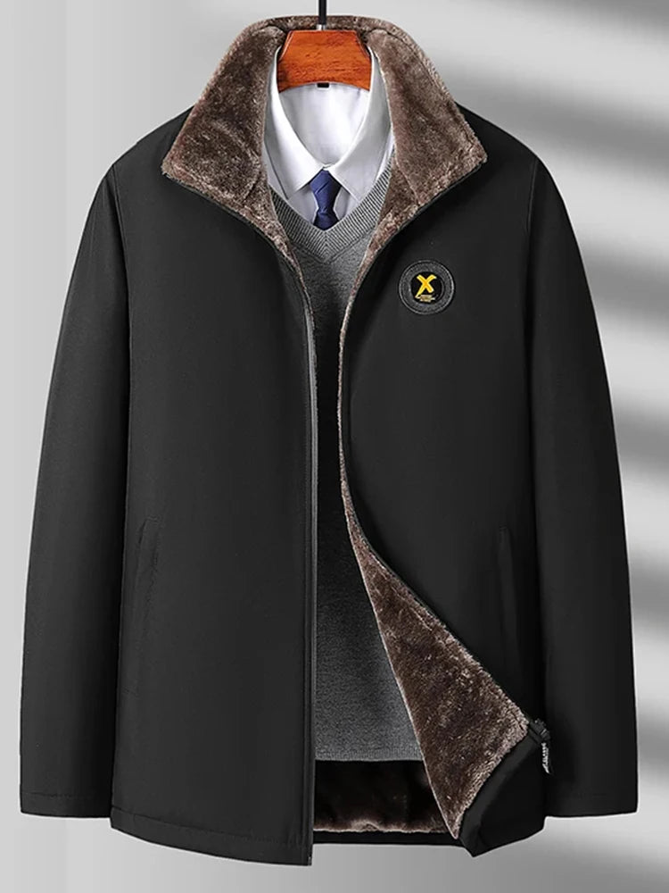 2024 New Men's Padded Cotton Clothing Fashion Casual Solid Color Windproof Lapel Long-Sleeved Jacket Street Beat Men's.