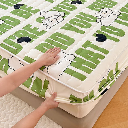 Quilted Mattress Cover For Kids Single/Double Size Rabbit Printing cubre colchón 200X220cm Anti-Mite 매트리스커버 Queen/King Size 매트리스