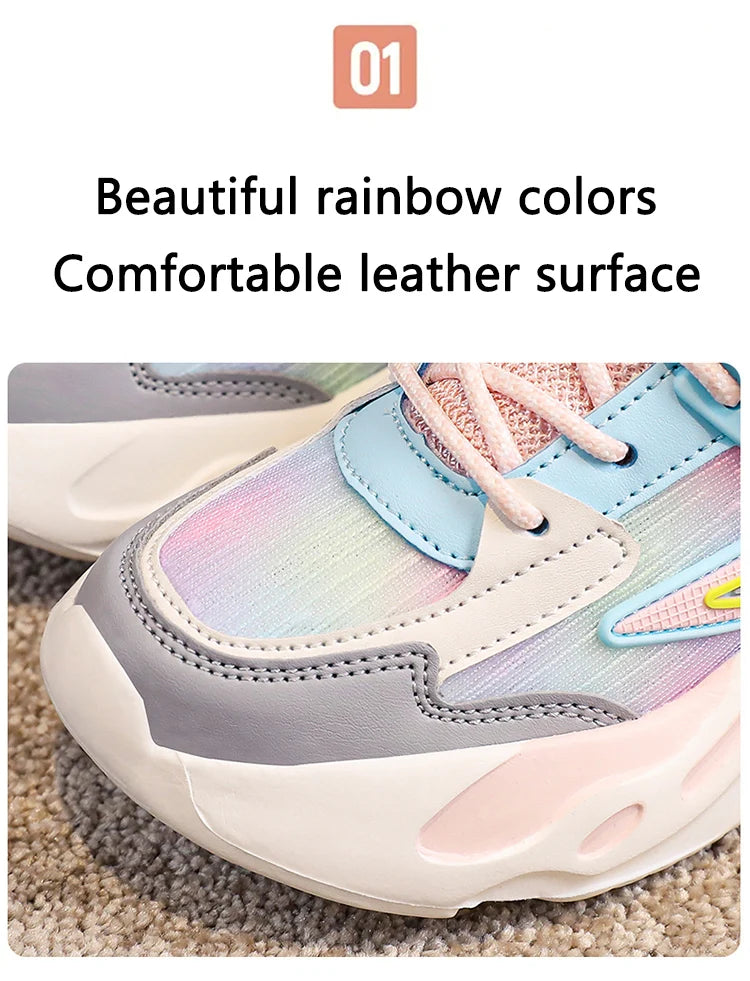 Fashion Children Shoes Girls Sneakers School Sports Summer Mesh Breathable For Kids Tennis Casual Shoes.