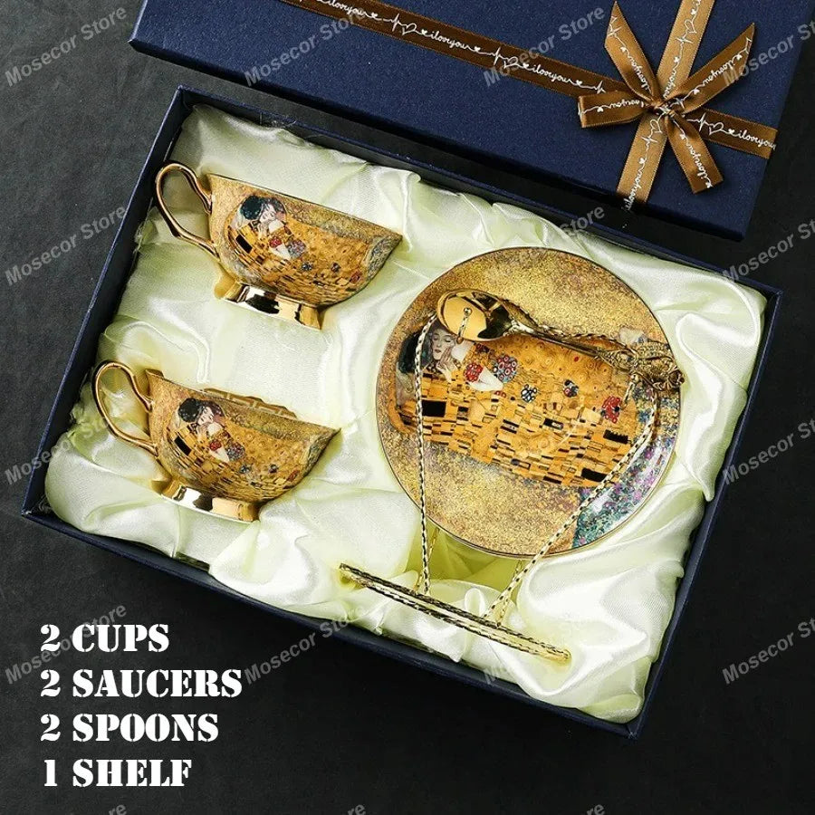 Egyptian Couple Coffee Cup European Bone China Coffee Cup Dish Set Ceramic Retro English Afternoon Tea Cup Set Coffee Mug.