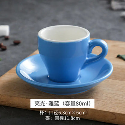 Thickened Ceramic Coffee Cup Set 80ML Italian Espresso Cup Plate Small Cup Colorful with Plate Spoon Drinkware.