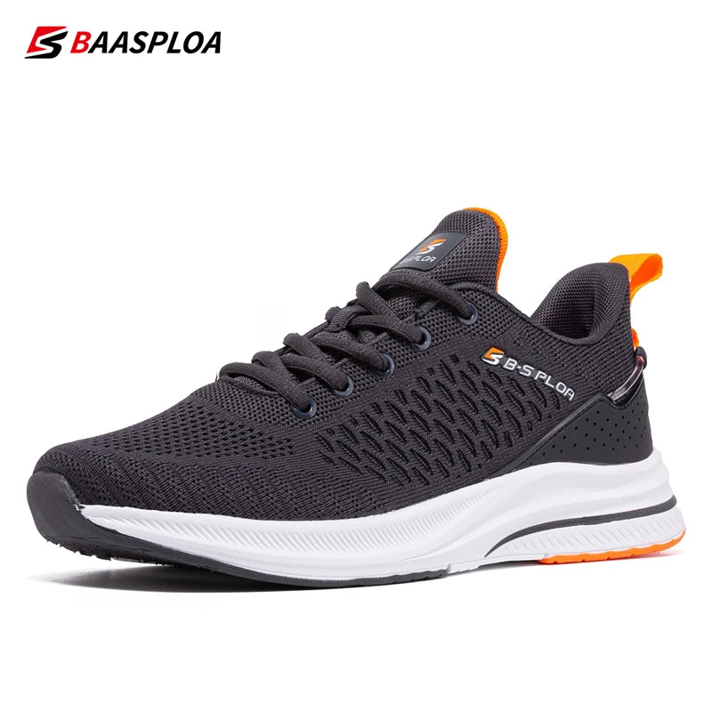 Baasploa New Running Shoes Men's Casual Lightweight Designer Mesh Sneakers Male Outdoor Breathable Lace-Up Sports Walking Shoes.