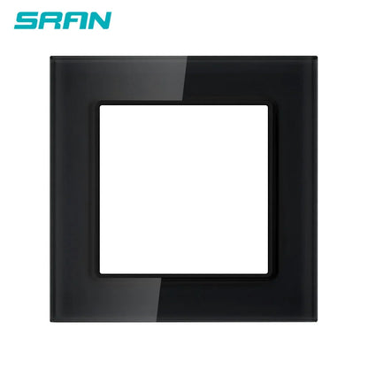 SRAN F6 Serie mehrere Rahmen schwarze Panel aus gehärtetem Glas, EU FR UN-Steckdosen und Schalter Dimmer-Lüfter-Fußlampe Rj45 RJ11Module DIY