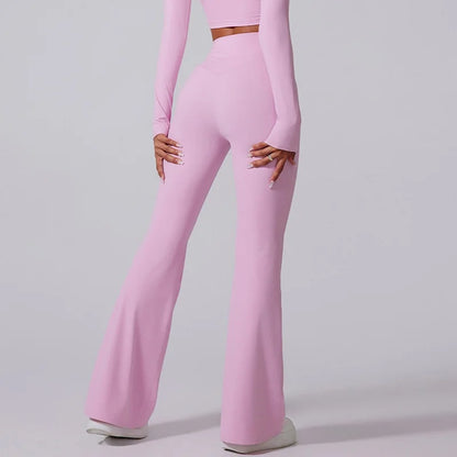 Cloud Hide Blue Sports Leggings Plus Size Long Yoga Pants Women Gym Fitness Running Flared Trousers High Waist Workout Tights