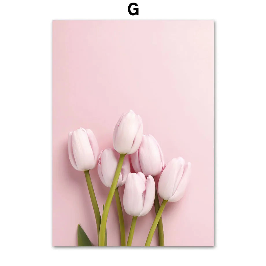 Pink Cherry Blossom Tulip Bicycle Flower Nordic Posters Ferris Wheel Wall Art Print Canvas Painting Living Room Home Decoration