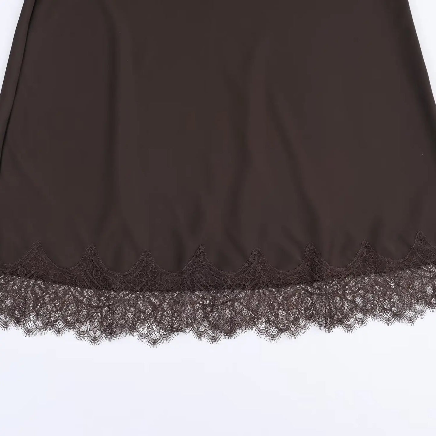 KONDALA Women Elegant Luxury Satin Lace Brown Black Skirt Long Straight Skirt 2025 New Spring Autumn Fashion Party Mujer Skirt.
