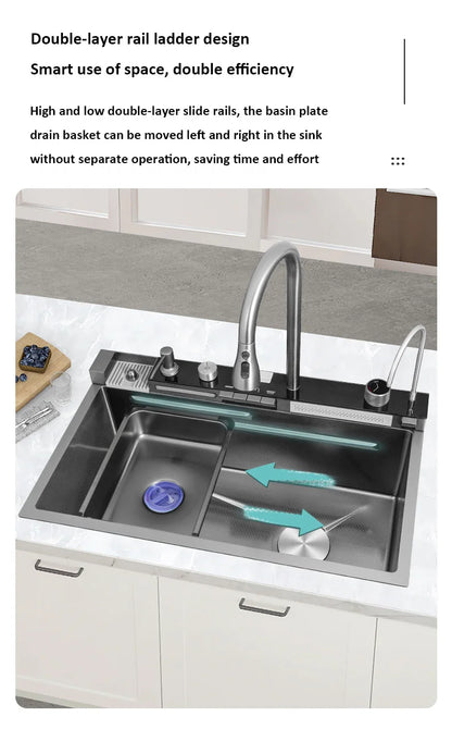 Wvier multifonction Whale Shaped Large Sink rubinetto cucina lavello cosas para casa waterfall kitchen-sink