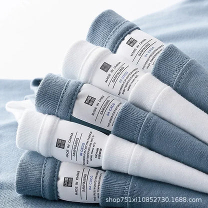 Spring Autumn 300g Heavy-duty Pure Cotton Long Sleeved  T-shirt FLoose White Top Thick Base Layer Underneath for Men and Women.