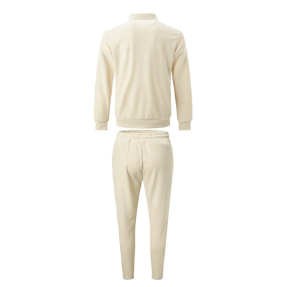 The new 2025 spring and autumn sports men's youth popular solid color jacket jacket trousers two leisure sports suit.