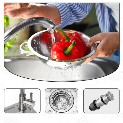 Freistehendes Küchenspülbecken aus Edelstahl mit Kaltwasserhahn – Einzelschüssel-Design, geeignet für Camping, Gärten, Wäsche.