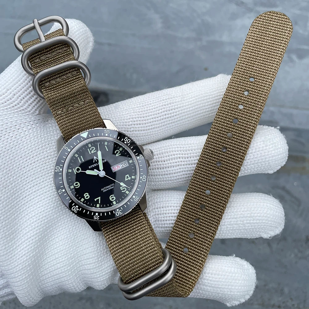 STEELFLIER Official SF787 Dive Luxury Wristwatches Double Calendar NH36 Movement Super Luminous 200M Waterproof Mechanical Watch