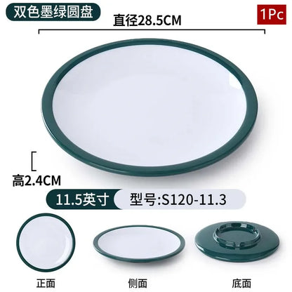 1Pc Commercial Melamine Tableware Household Plastic Dinner Plates Round Barbecue Salad Dishes Plate Kitchen Accessories