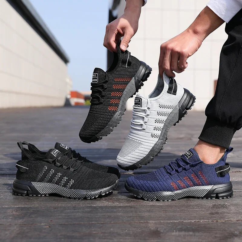 New Men Running Shoes Unique Grid Trend Design Breathable Sports Shoes Lightweight Sneakers for Men Athletic Training Footwear.