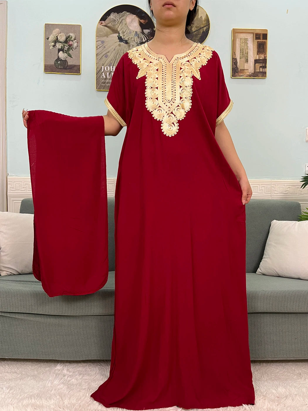 Muslimische Reine Abayas Für Frauen Dubai Baumwolle Applikationen Lose Fit Femme Robe Türkei Islam Traditionelle Kleider Mit Kopftuch Turban