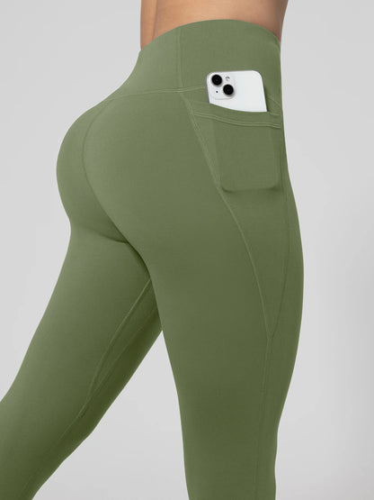 Nahtlose Damen-Leggings mit Taschen, einfarbig, hohe Taille, Po-Lifting-Strumpfhose, schlanke elastische Leggings, Sportbekleidung