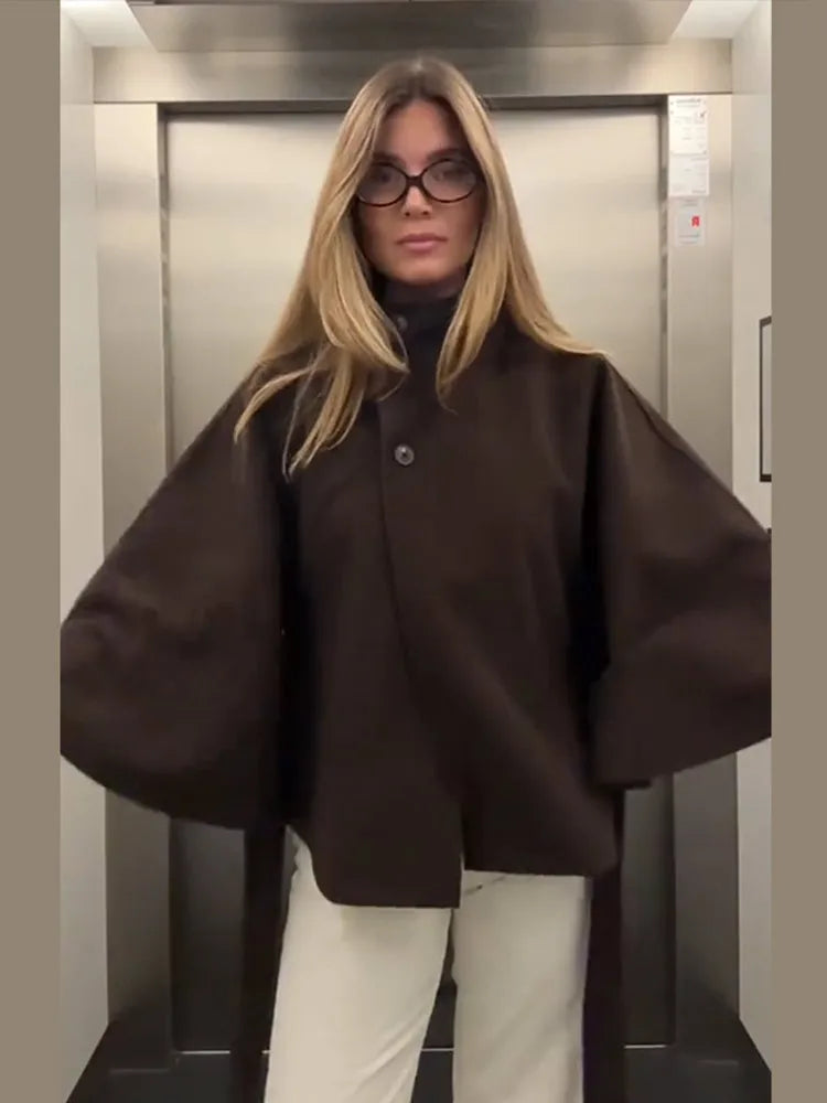 Mode Stehen Kragen Frauen Mantel mit Gürtel Casual Langarm Weibliche Lose Jacken Elegante Herbst Neue Feste Dame Oberbekleidung Straße.