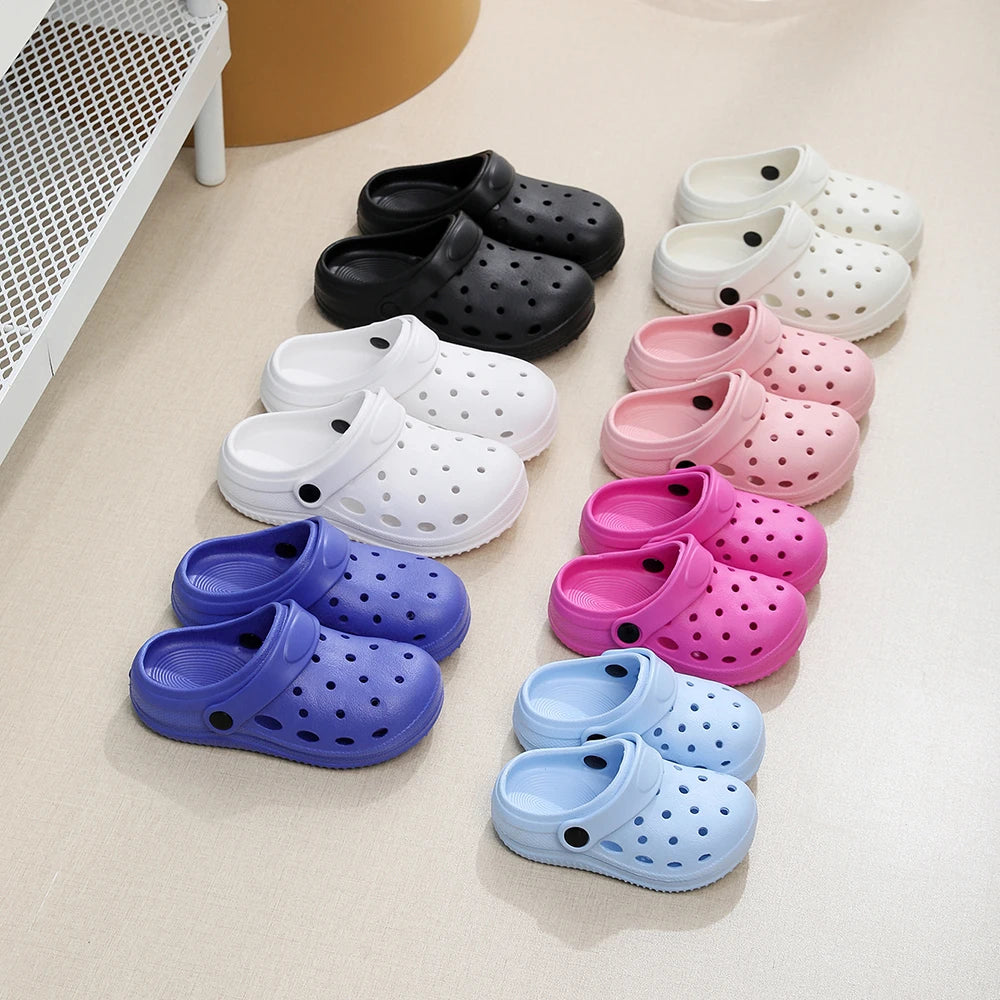 Kids Sandals Hole Children's Shoes Slippers Soft Anti-Skid Simple DIY Design Hole Baby Shoes Sandy Beach For Boys Girls.