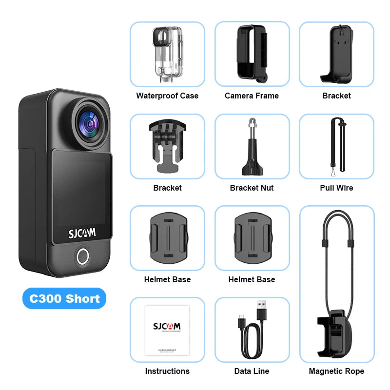 SJCAM C300 Pocket Action Camera 4K FHD With Long Battery Life Video 30M Waterproof 5G WiFi Camera Sport Action Cam