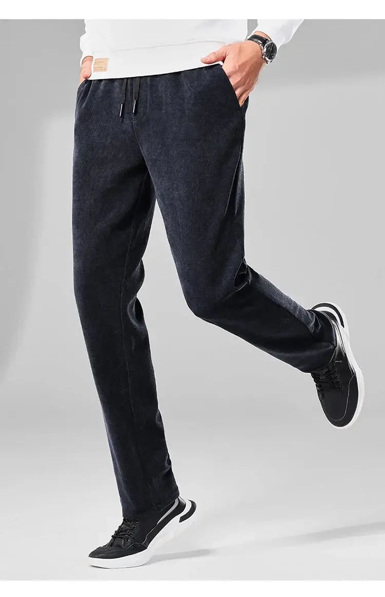 Herren-Freizeithose, verdickt, gerades Bein, warm, Herbst-Winter-Oberbekleidung, modisch, vielseitig, lockere Passform, sportlicher Stil.