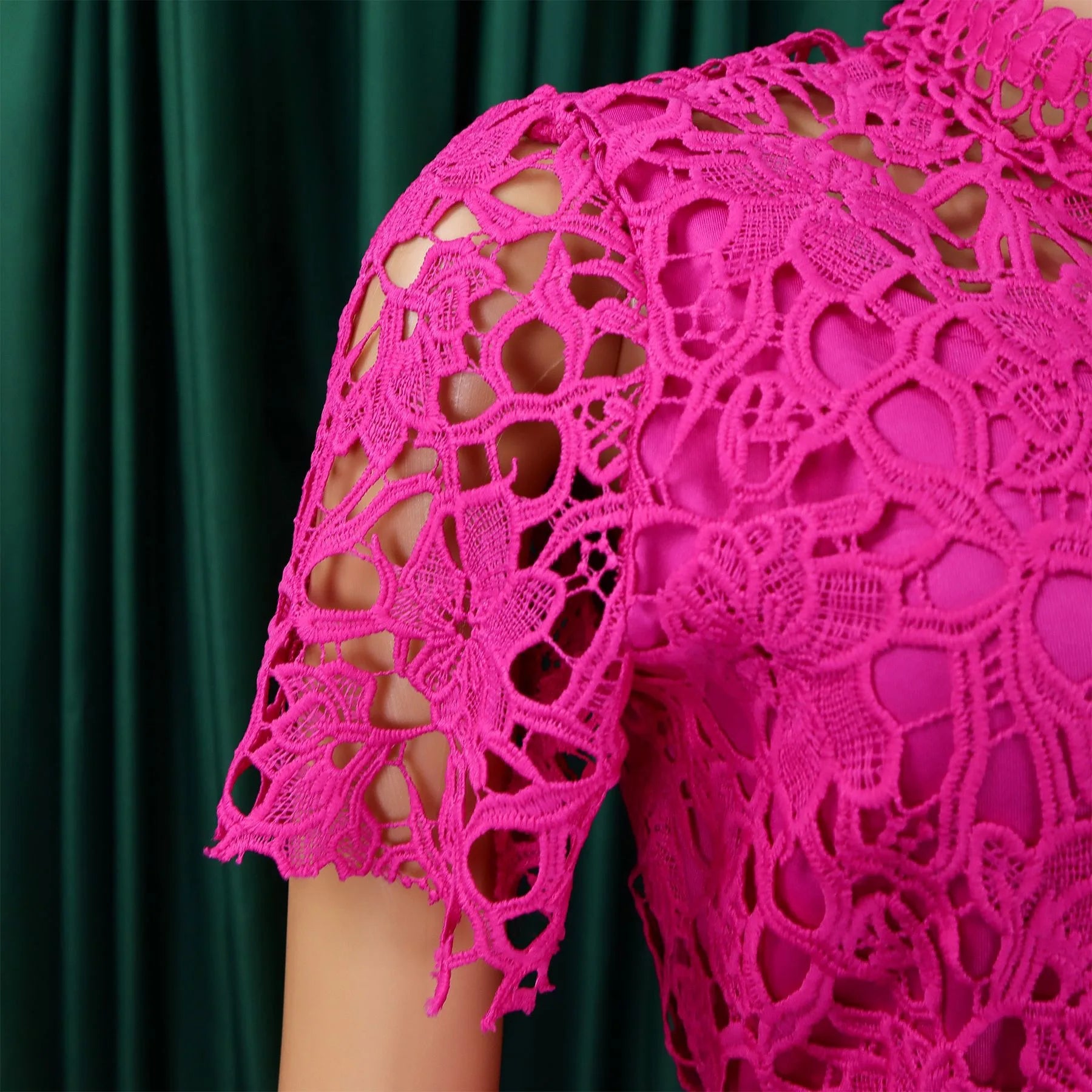 Elegant Jumpsuits & Rompers for Women O Neck Lace Patchwork Short Sleeve Sashes High Waisted Luxury Birthday Party Dinner Outfit.