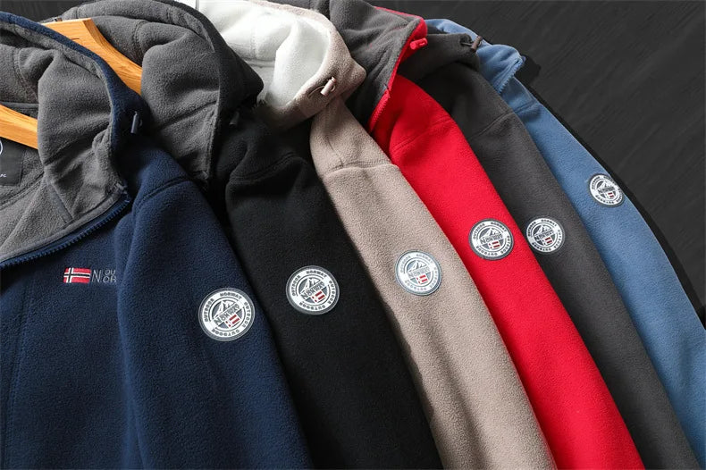 2024 Brand Winter Fleece Jacket Men's Casual Thickened Wool Jacket high quality Design Warm Fashion Hooded Coat Outdoor Ski Suit.