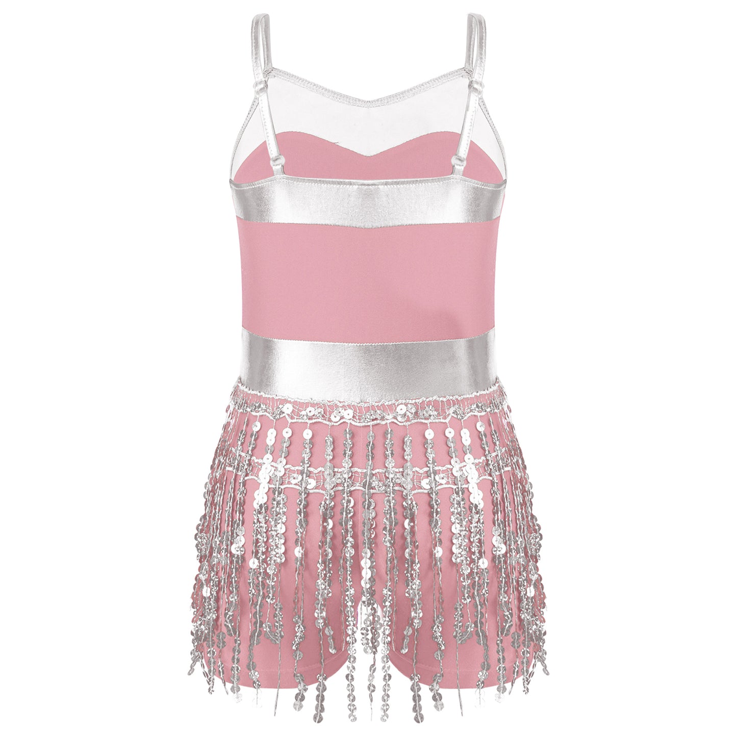 Kinder Mädchen Latin Tanz Kostüm Jazz Samba Cha-Cha Eiskunstlauf Trikot Kleid glänzende Pailletten Quaste Bodysuit für Bühnen performance.