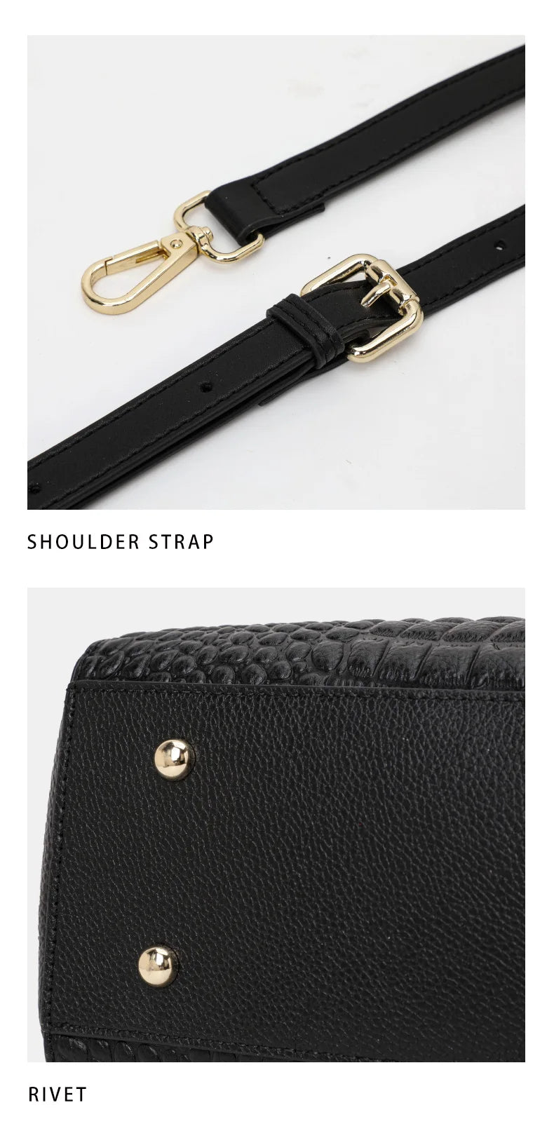 Aidrani Genuine leather women's handbag, fashion crocodile pattern design, high-end luxury cowhide bag large capacity.