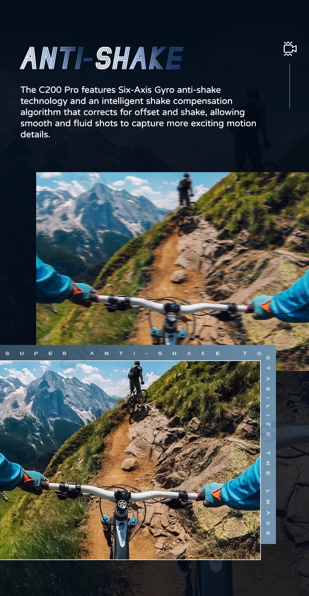 SJCAM C200 Pro 4K Action Camera with Portable Body 5M Waterproof FHD 6-Axis GYRO Video Body 5G WiFi Night Vision Sports DV.