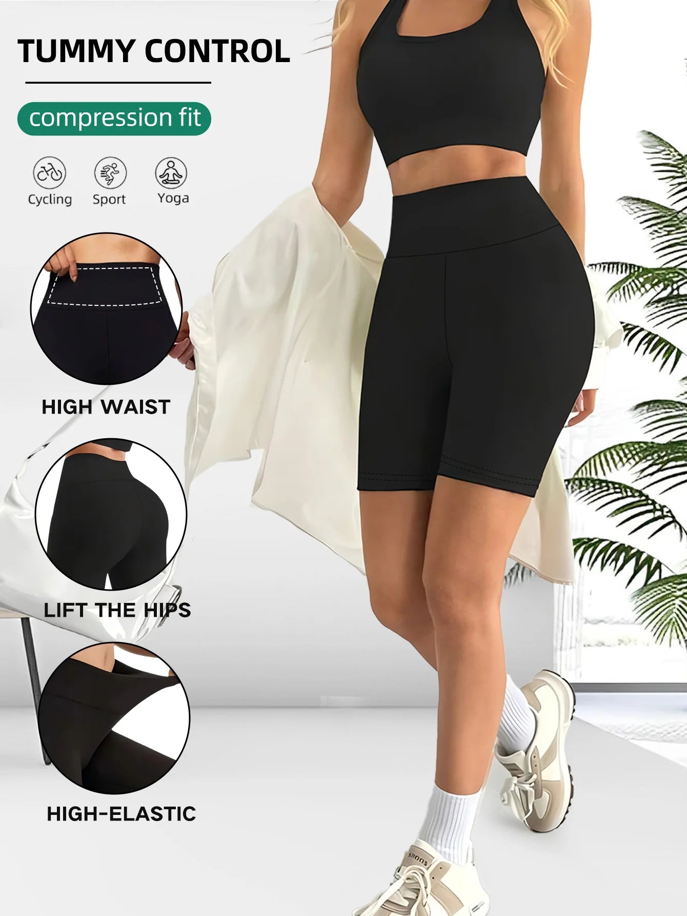 Fitfemme Women's High Waist Yoga Shorts - Tummy Control Quick Dry 4-Way Stretch Athletic Gym Running Workout Fitfemme.