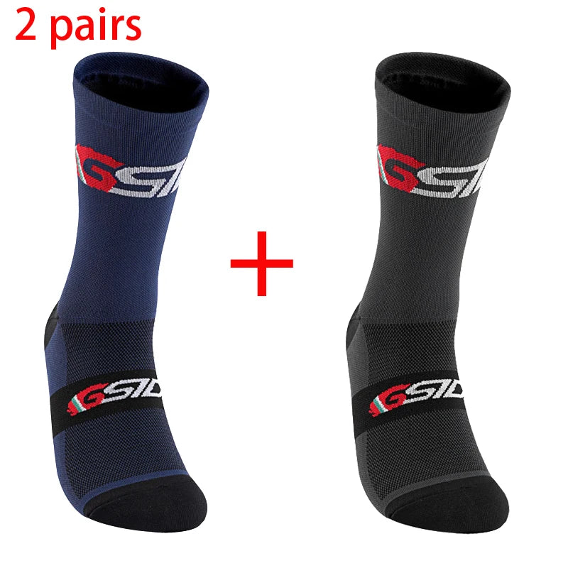 GSIDI2pairs 2023 New Cycling Socks Bike Nurse Compression Road Bike Running Mtb Knee-high White Sports Funny Brand Black.