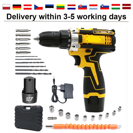 12V Lithium Bohrmaschine Elektroschrauber Hand Bohrmaschine Elektrowerkzeug Set Multifunktionale Zubehörbox Verpackung
