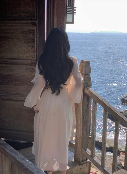 Strand Stil Chiffon Y2k Mini Kleid Büro Dame Casual Langarm Elegante Einteilige Kleid Koreanische Mode Kleidung Sommer 2023