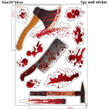 Halloween Wandt üren Fenster Aufkleber Blut Handabdruck Fußabdruck Schädel Muster Halloween Party Szene Dekor liefert Horror Requisiten.