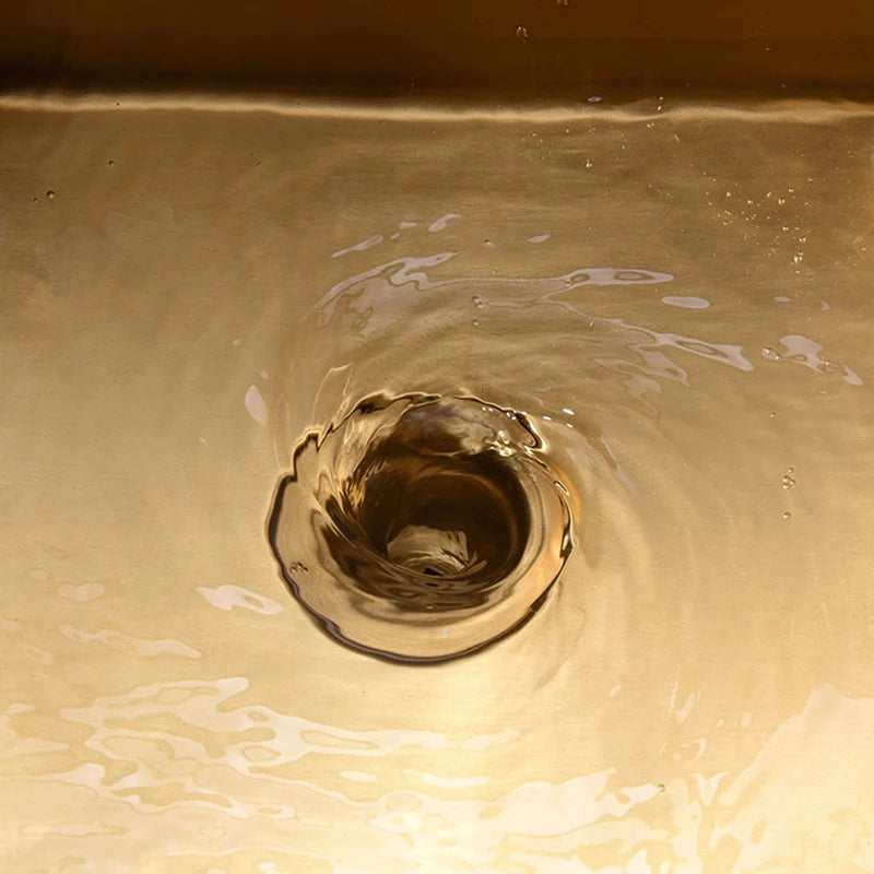 Goldene Küchenspüle über der Theke, Doppelschüssel, Goldkorb, Abtropffläche, Seifenspender, Waschbecken, Spülbecken aus Edelstahl 304, Spülbecken