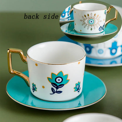 Blue Eye Ceramic Coffee cup European Fashion Coffee cup Dish Set Home Afternoon Tea Tea Cup tea cups and saucer sets  coffee cup.
