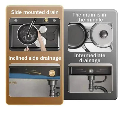 High-end stainless steel Kitchen Sink Matte Square Kitchen Accessories Large Single Sink Wash Basin With Faucet