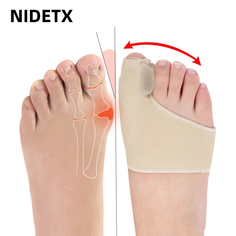2Pcs=1Pair Toe Corrector Orthotics Foot Care Tools Bone Thumb Adjuster Hammer Protector Soft Pedicure Sock Bunion Straightener.