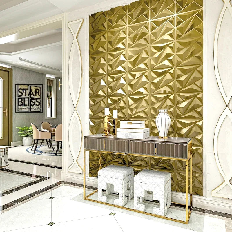 50pcs 50x50cm car Metal plating color 3D Wall Panel Rose Flower electroplate 3D Wall Stickers Wedding party background wall art