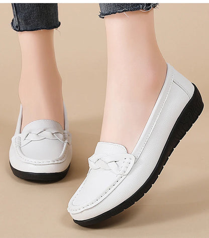 Women Shoes Soft Leather Women's Loafer 2025 New Flats Slip On Casual Shoes Flat Shoes Women White Footwear Zapatos De Mujer.