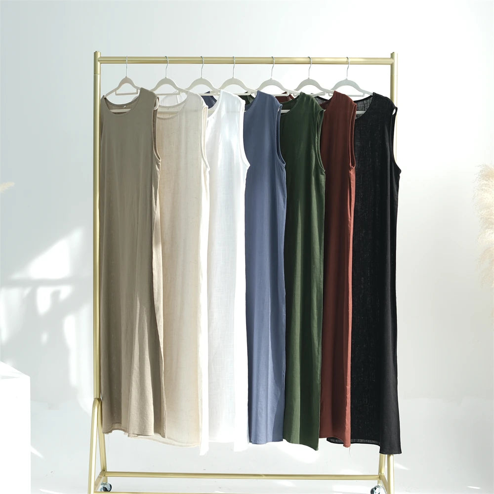 Eid Summer Cotton Linen Kimono Coat Dubai Open Abaya 2024 Muslim for Women Set Retro Kaftan Modest Dresses Islam Clothing Kebaya.