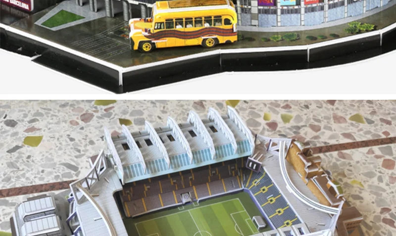 3D Football Stadium Puzzle Paper Model Architecture Kit Adult Kids Craft Building Toy Home Decor Gift Jigsaw Collectible Play.