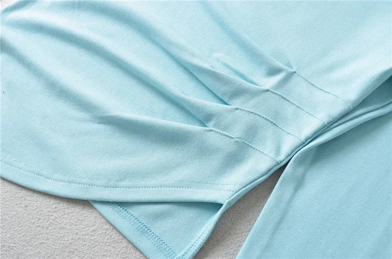 Slim Fit Long Sleeve T-Shirt Women's Shoulder Bared One-Shoulder Design Crease Asymmetrical Pure Desirable Spicy Girl Style.